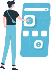 Personne cliquant sur un navigateur web